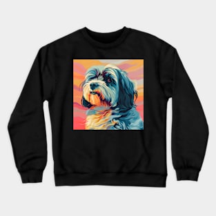 Tibetan Terrier in 70's Crewneck Sweatshirt